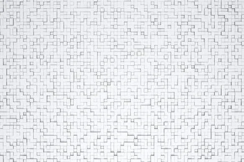 Abstract White or Gray 3d Geometric Small Cube Tiles Background Design Pattern Stock Illustration