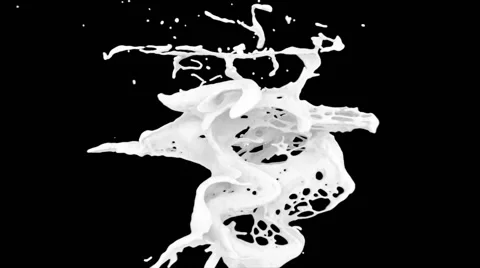 Abstract white paint splash in slow motion, isolated on black (FULL HD) Stock Footage 51545314