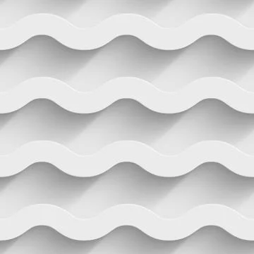 Abstract white paper 3d horizontal waves seamless background Stock Illustration