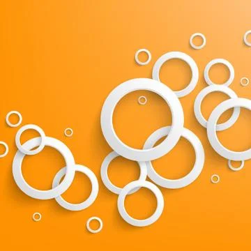 Abstract white paper circles on bright orange background. Vector illustration Illustrazione stock
