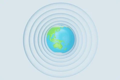 Abstract white paper cut circle shape background with Earth. White paper carving Stock Illustration