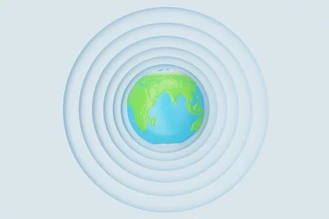 Abstract white paper cut circle shape background with Earth. White paper carving Stock Illustration