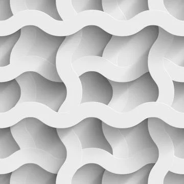 Abstract white paper plexus waves 3d seamless background Illustrazione stock