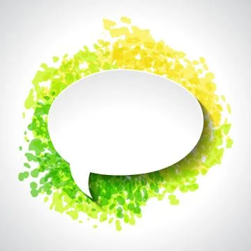 Abstract white paper speech bubble on color grunge background Stock Illustration