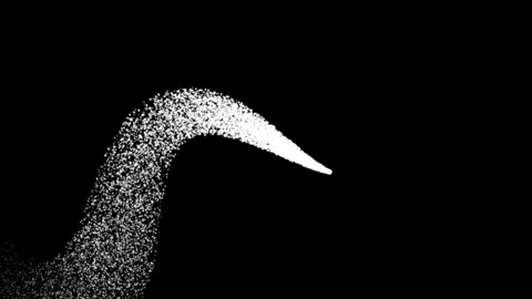 Abstract White Particle Swoosh, Dynamic Curve of Sparkling Dust Against Black Stock Footage 318673372