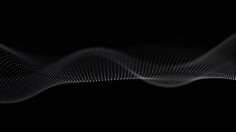Abstract white particle wave on black background. Smooth dotted mesh formin.. Video stock 331308294