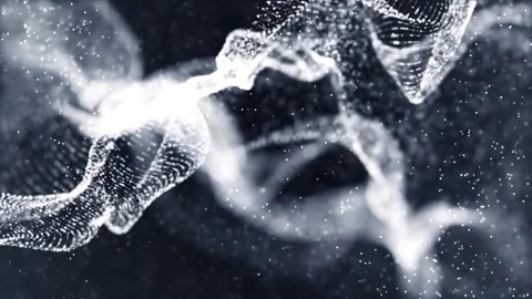 Abstract White Particle Wave Flowing Through Dark Space Video stock 299248653