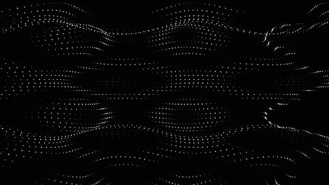 Abstract white particle wave grid on black background Stock Footage 337038856