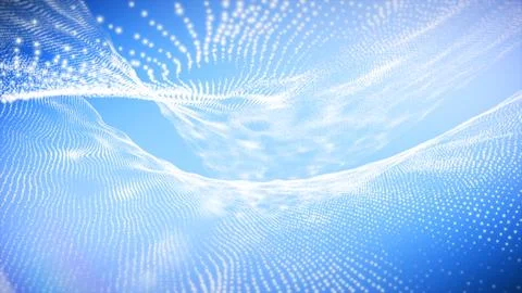Abstract White Particle Waves on Soft Blue Gradient Background 스톡 일러스트
