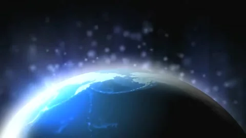 Abstract white particles falling on moving earth Stock-Footage 255440380