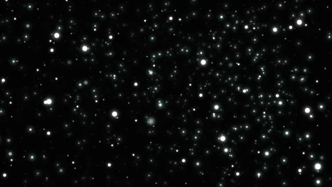 Abstract white particles floating on black background. Glowing bokeh lights Video stock 339646388