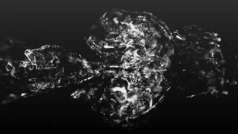Abstract white particles flowing like fluid or smoke motion on black backgr.. Video stock 343999271