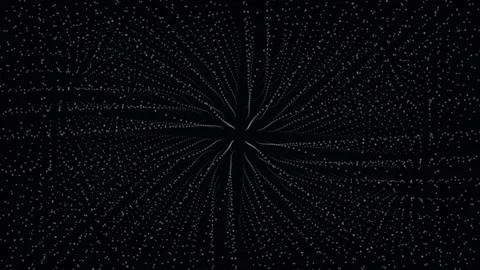 Abstract white particles radiating from center on black background Stock Footage 335932694