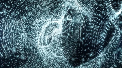Abstract white particles swirling in a vortex with flowing lines and depth, c Video stock 331513794
