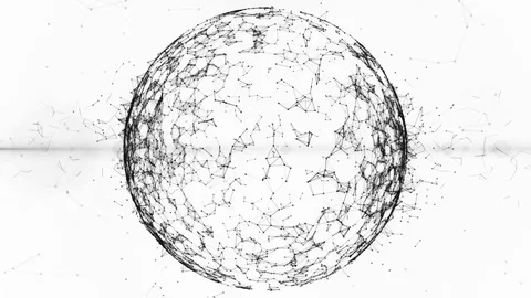Abstract White plexus Geometric, Polygonal or Lowpoly Style Sphere made From a Stock Footage 85075630