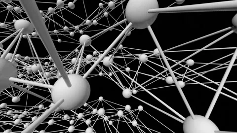 Abstract white plexus molecule grid rotating on black background Stock Footage 201214565