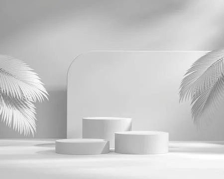 Abstract White Podium Platform For Product Display Showcase 3D Rendering Stock Illustration