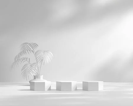 Abstract White Podium Platform For Product Display Showcase 3D Rendering Stock Illustration