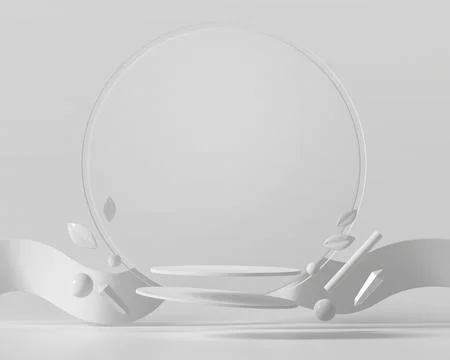 Abstract White Podium Platform For Product Display Showcase 3D Rendering Stock Illustration