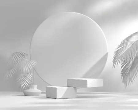 Abstract White Podium Platform For Product Display Showcase 3D Rendering Stock Illustration