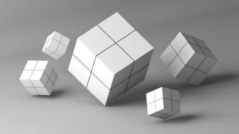 Abstract white polygonal box on light gray background,3d rendering イラスト素材