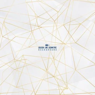 Abstract white polygonal geometric design artwork with golden line pattern Stock Illustration