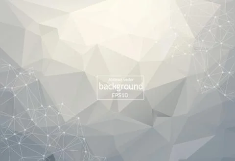 Abstract White Polygonal Space Background with Connecting Dots and Lines.  Co Stock Illustration