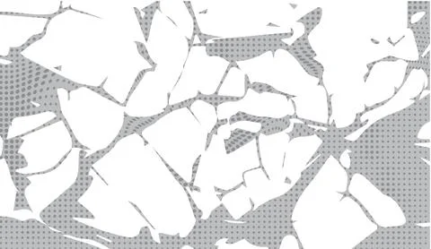 Abstract white puzzle shapes on a grey halftone dot background graphic design イラスト素材
