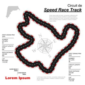 Abstract white race track map Stock Illustration