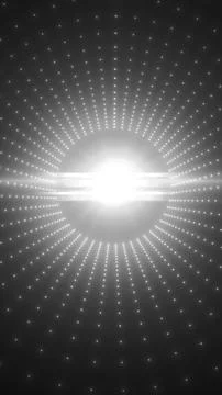 Abstract white radial light array with glowing dotted rays and bright centr.. Illustrazione stock