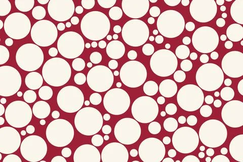 Abstract white random circle mosaic on red background Stock Illustration