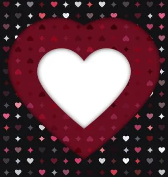 Abstract white red black colored image of heart frames Stock Illustration