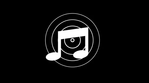 Abstract white ringtone icon and sound wave on black background. Audio Icon.. Stock Footage 295933385