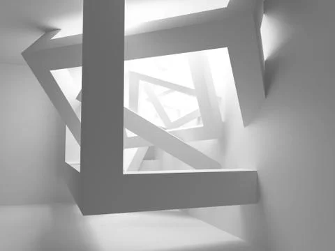 Abstract white room 3d interior with cubes in the corner Stock Illustration