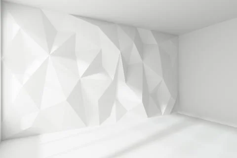 Abstract white room corner with rumpled wall and sunlight Stock Illustration