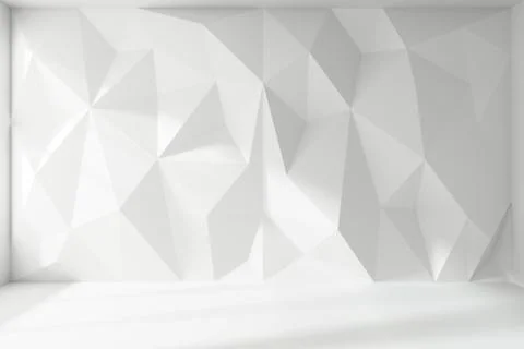 Abstract white room with rumpled wall and light from window Stock Illustration