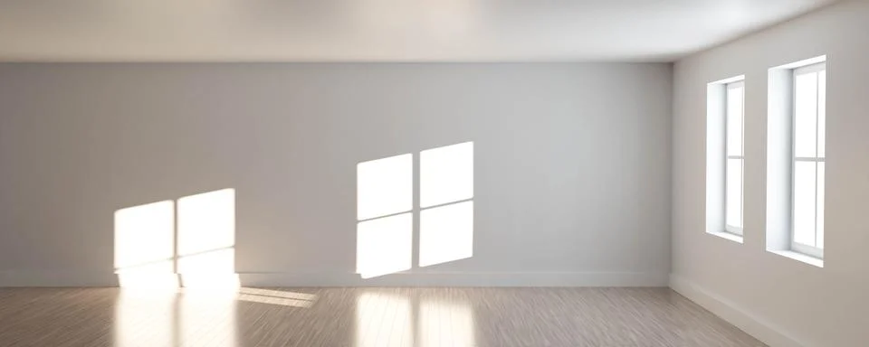Abstract white room with windows diffuse lighting modern architecture design Ilustración de archivo