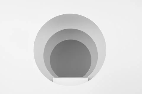 Abstract white scene with rectangle stand, round tunnel or arch with perspect Stock Photos