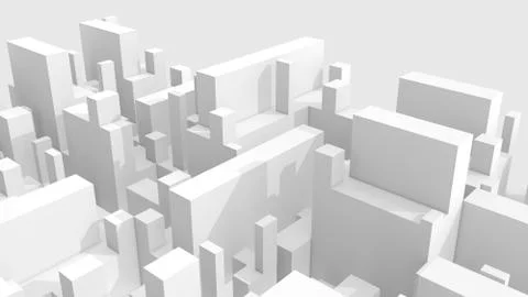 Abstract white schematic 3d cityscape over gray 库存插图