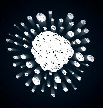 Abstract white scribble dots circle frame banner on black background Stock Illustration