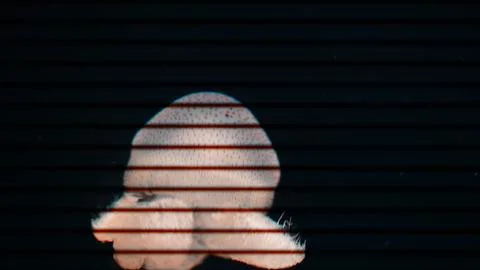 Abstract White Shape on Black Background with Lines Stock Photos