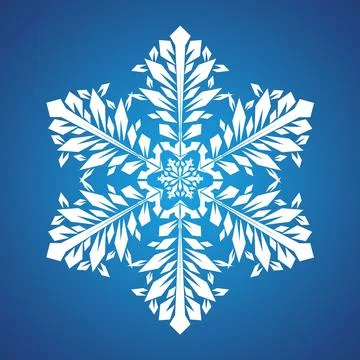 Abstract white snowflake on blue background for Christmas or new year Stock Illustration