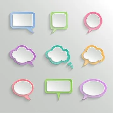 Abstract White Speech Bubbles Set Stock Illustration