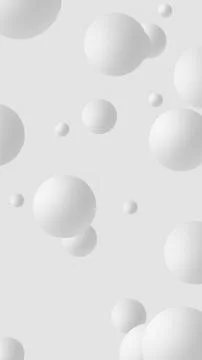 Abstract White Spheres Design Background, Atoms Molecules 3D Render Stock Illustration