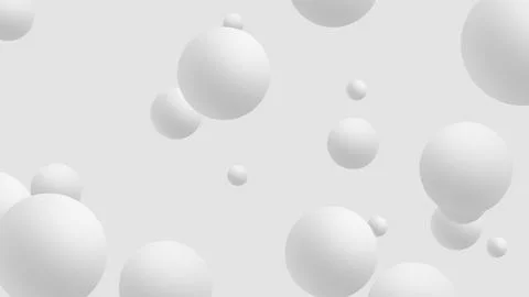 Abstract White Spheres Design Background, Atoms Molecules 3D Render Stock Illustration