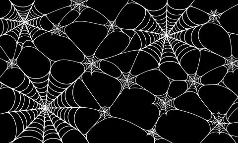 Abstract White Spider Web Pattern on Black Background Stock Illustration