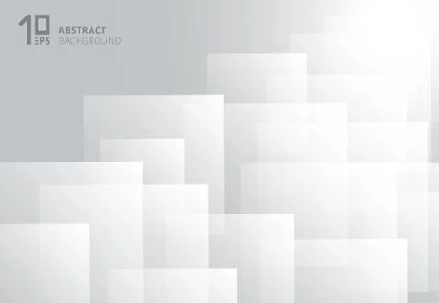 Abstract white squares pattern futuristic overlap layer background. Stock Illustration