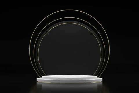 Abstract white stage platform, template for advertising product, 3d rendering Stock Illustration
