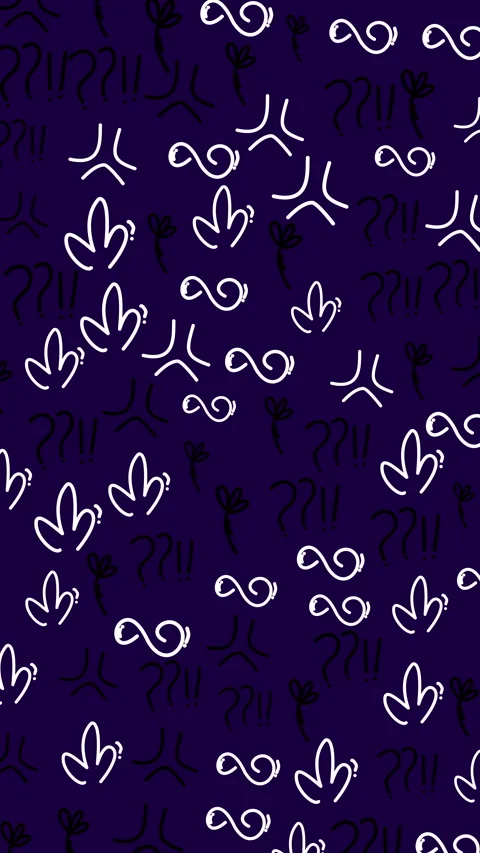 Abstract white symbols float on a deep purple background Stock Footage 335413505
