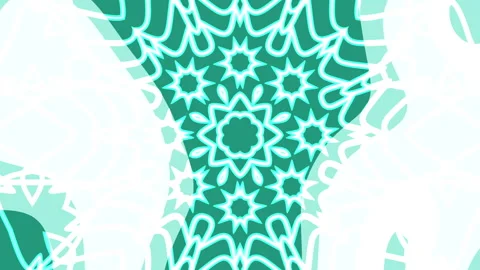 Abstract white teal gradient background mandala pattern for geometric lace 库存影片 336482373